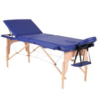 Kinefis Wood Pro folding wooden stretcher: three bodies, adjustable head, light and resistant, 195 x 70 cm (blue or black color)